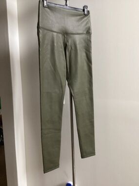 Olive faux leather leggings